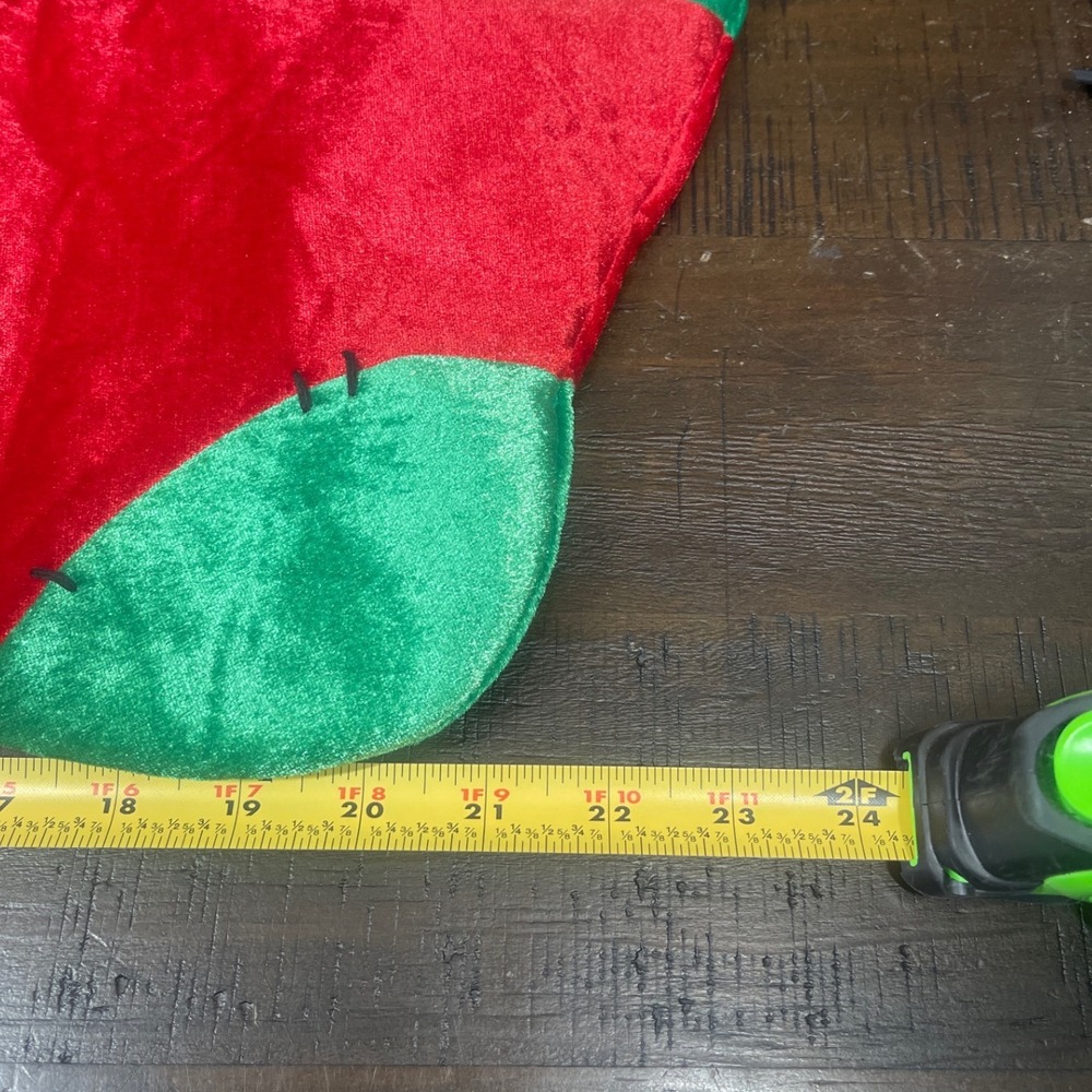 Disney Store Minnie Mouse Christmas Holiday Plush Stocking Red Green Fur Trim - Picture 5 of 5